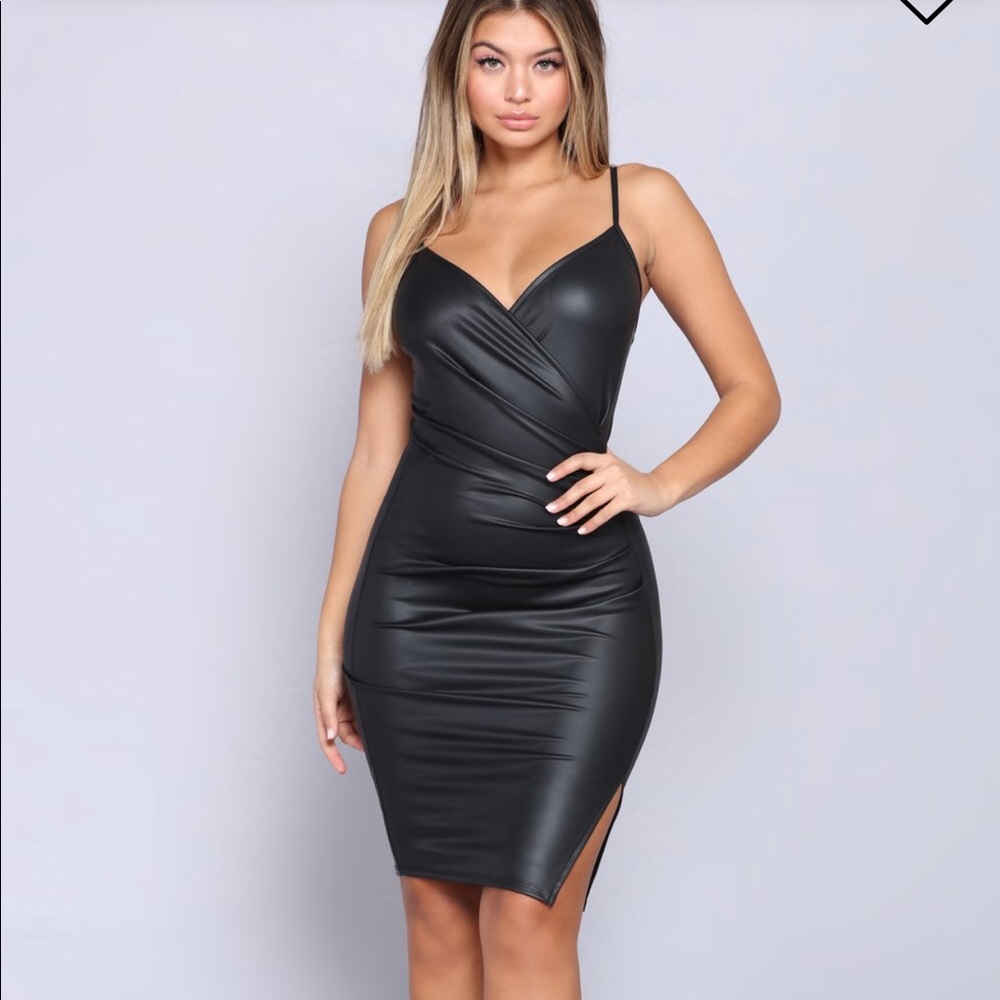 BRAND NEW black latex dress